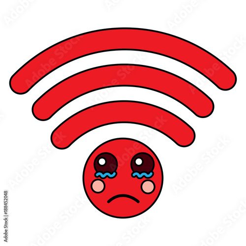 cartoon wifi internet signal kawaii character vector illustration  