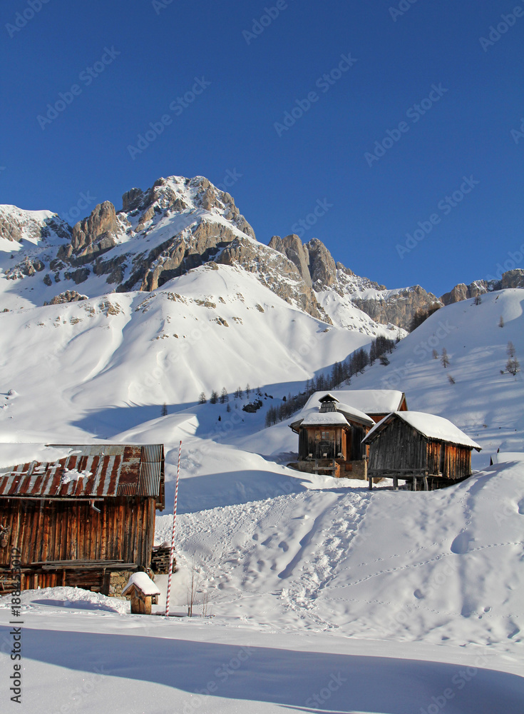 inverno a Fuciade; Sasso Valfredda, Dolomiti di Fassa