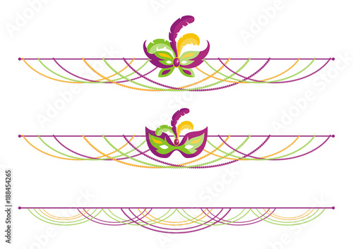 Mardi Gras traditional elements of carnival. Vector set.