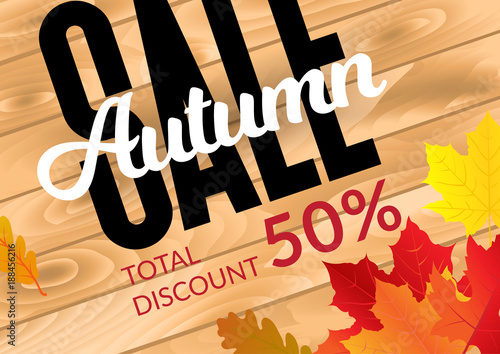 Vector illustration poster for autumn sale.
