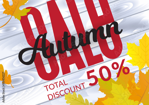 Vector illustration poster for autumn sale.