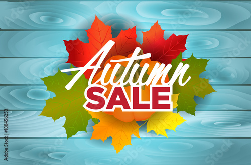 Vector illustration poster for autumn Thanksgiving day sale.
