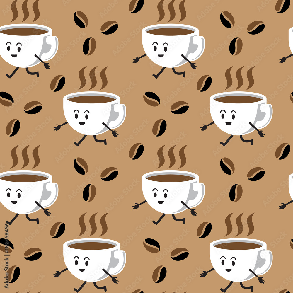 Obraz premium Coffee seamless pattern. Vector illustration.
