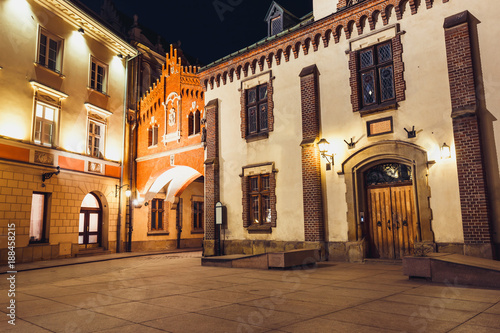 Czartoryski Museum in old town of Krakow at night, Poland © dziewul