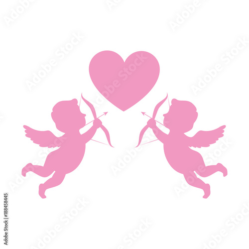 cupid angels with heart vector illustration design