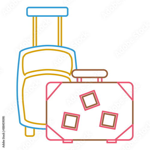 suitcases vintage and modern equipment travel vector illustration