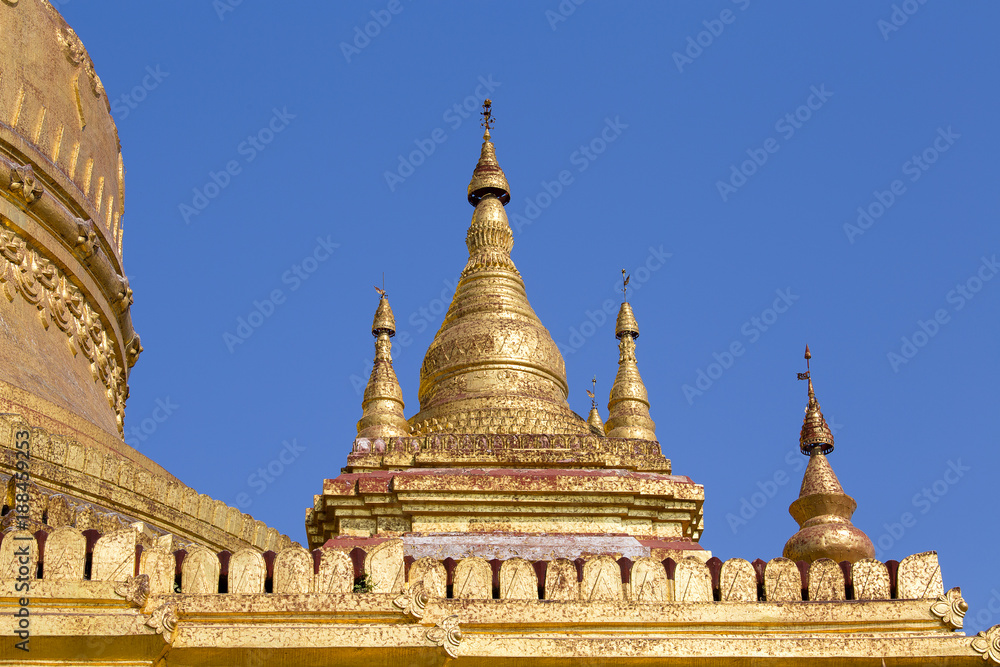 Detail of the golden Shwedagon Pagoda in Yangon, Myanmar, Burma
