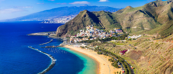 Sierkussen Canarische Eilanden Panorama Las Teresitas strand Tenerife  © Freesurf