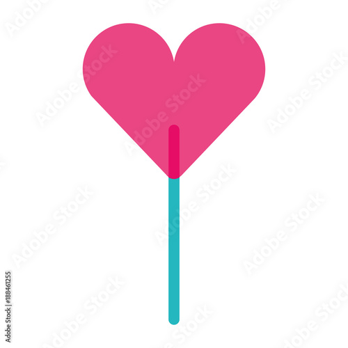 heart shape lollipop sweet dessert vector illustration