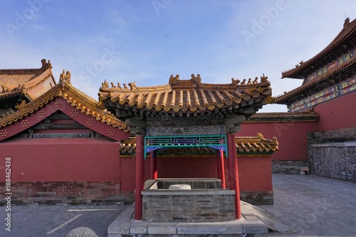 Little temple with yellow roof in Beijing China