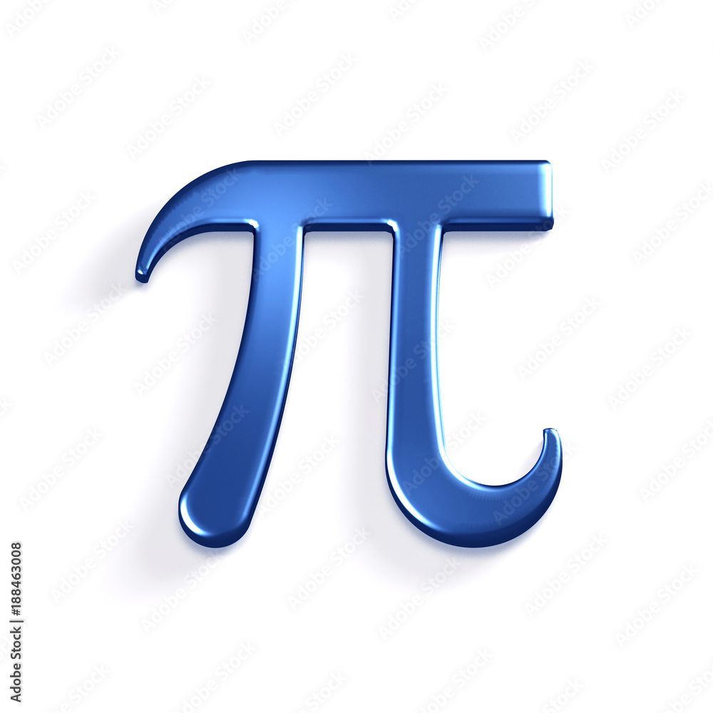 Pi Number Mathematical Symbol. 3D Render Illustration - obrazy, fototapety, plakaty 