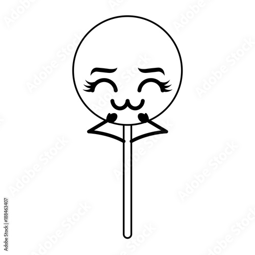 cartoon round lollipop swirl kawaii character vector illustration outline design