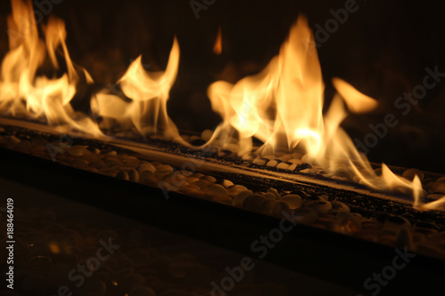 fireplace burning