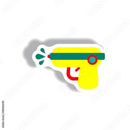 stylish icon in paper sticker style water gun