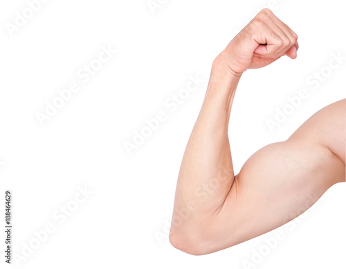 Strong arm man muscle isolated on white background with clipping path, fitness and healthy care concept