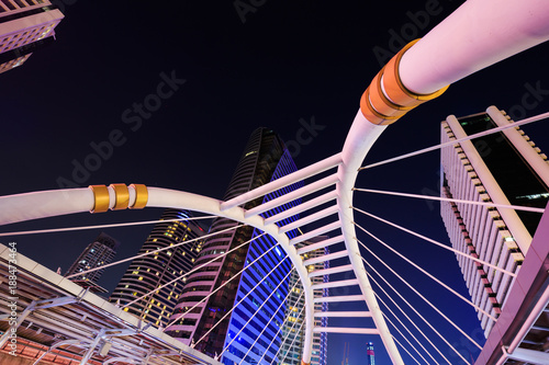 public sky walk at Chong Nonsi sky train station, Bangkok, Thailand photo