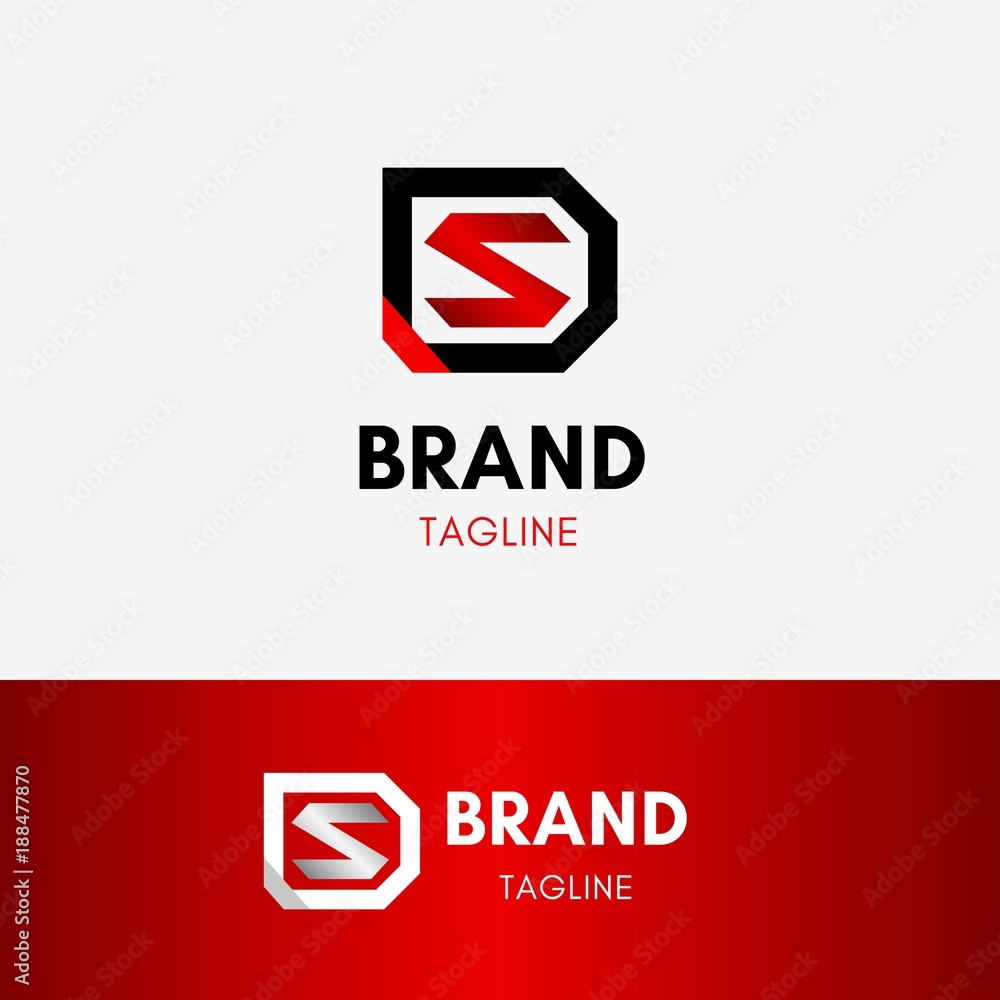 Letter S Security Log template element symbol in red color Letter S Security Log template element symbol in red color