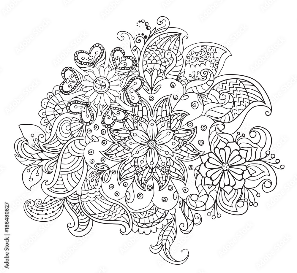 Background of flowers in the style of Zen art. Background of flowers in the style of Zen art.