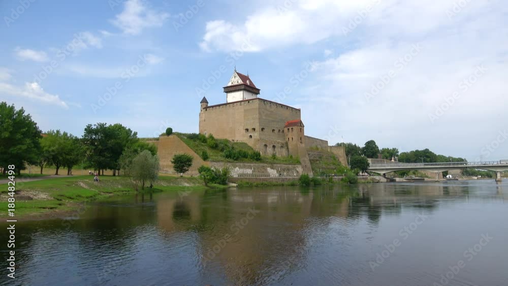 View on the castle Herman, sunny august day. Narva, Estonia View on the castle Herman, sunny august day. Narva, Estonia
