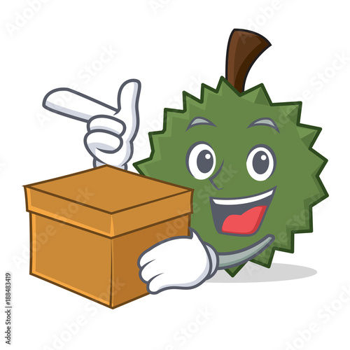 With box Durian character cartoon style