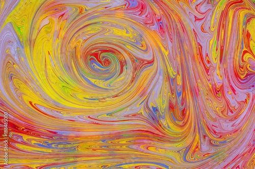 Colorful psychedelic background made of interweaving curved shapes. Marbling Acrylic Paint 