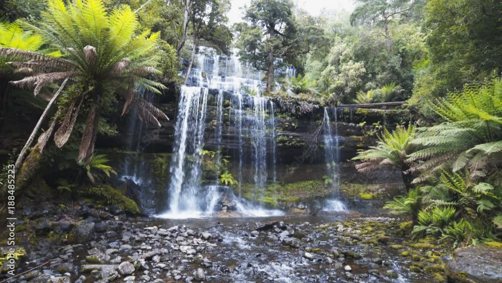 wide view of russell falls at mt field national park in tasmania, australia wide view of russell falls at mt field national park in tasmania, australia