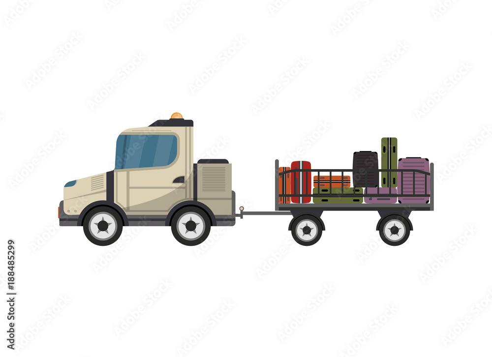 Baggage cart isolated vector icon. Passenger airport ground technics, aviation terminal logistics and infrastructure vector illustration.
