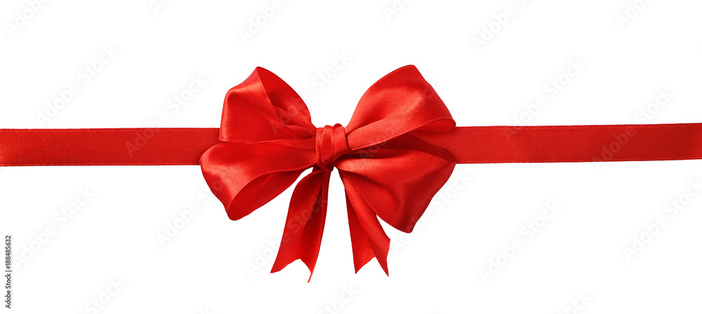 Red silk ribbon and a big bow Stock Photo