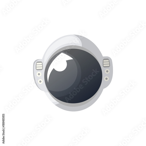 Helmet of space suit isolated icon. Spaceman equipment, cosmic life support system for universe exploration, astronaut on space mission vector illustration.