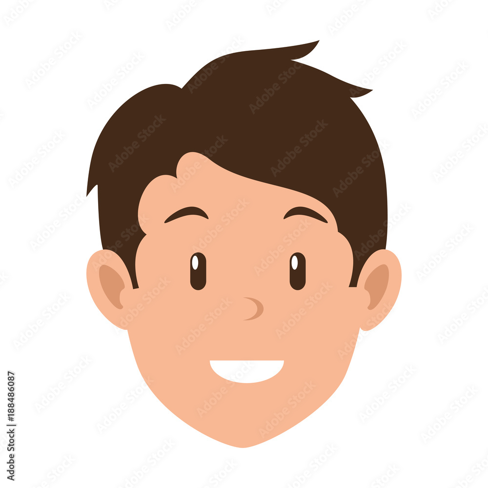 young man head avatar character vector illustration design