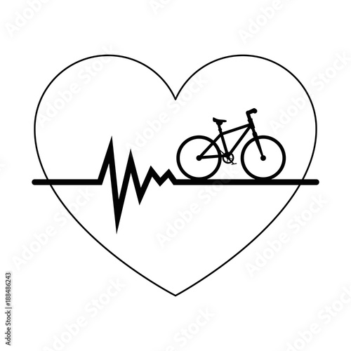 heart cardio with bicycle vector illustration design