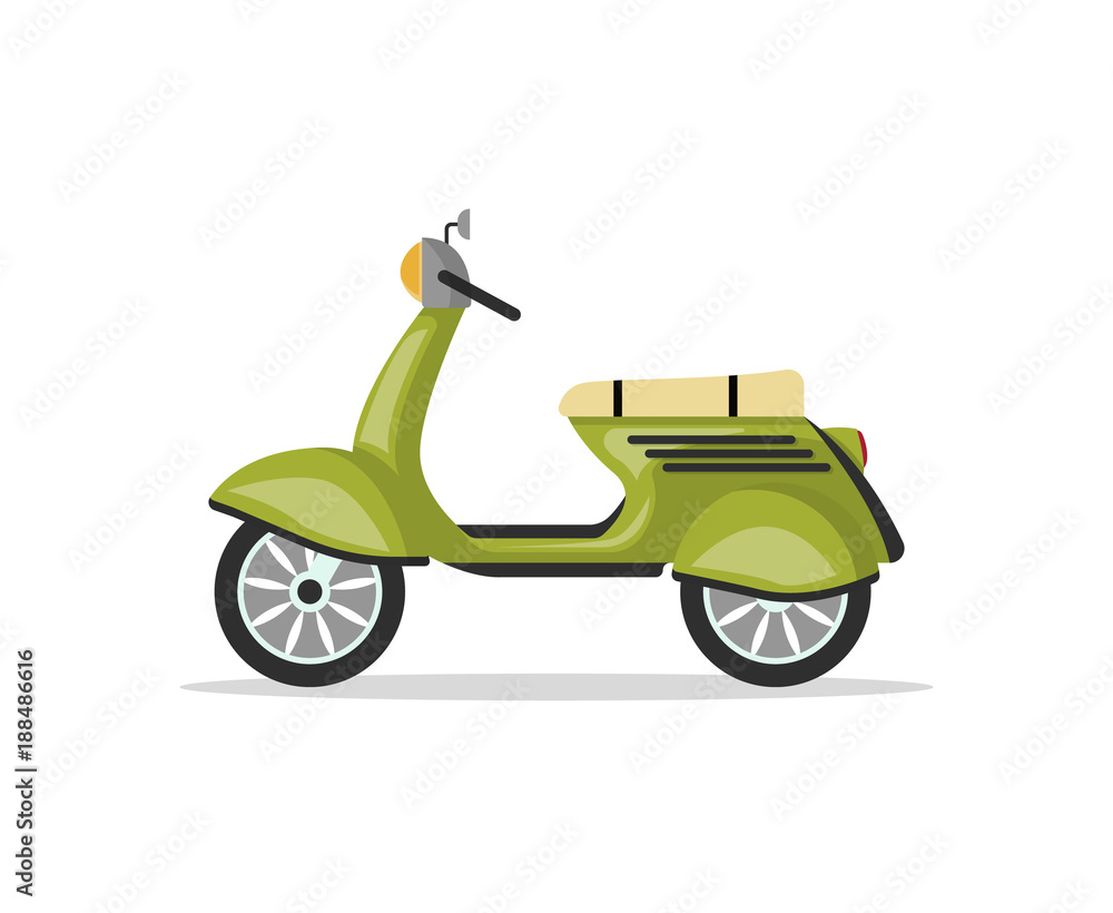 Urban motorcycle icon in flat style. Personal transport, city vehicle isolated on white background vector illustration.