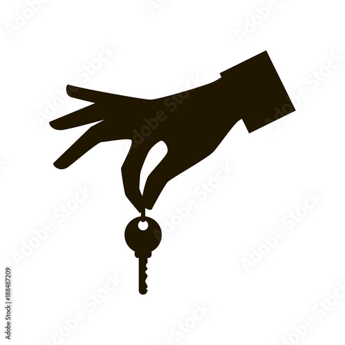 Hand holding a key icon, hand key icon vector