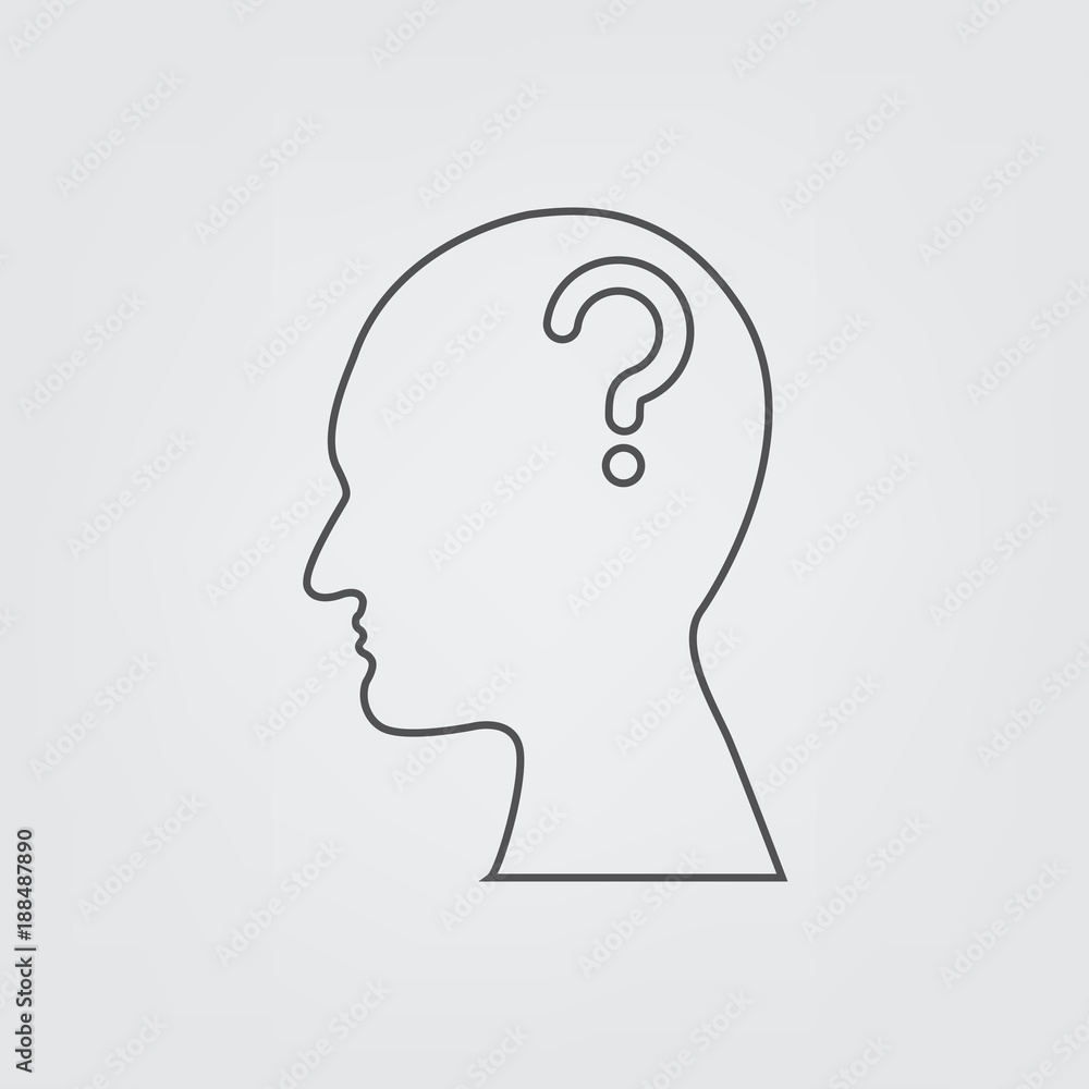 Head with question mark vector icon. simple line vector illustration.