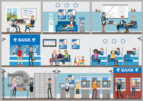 Bank offices set.