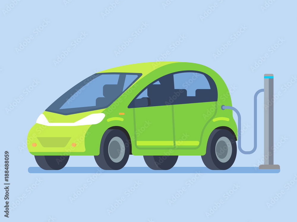 Electric car charging. Vector illustration