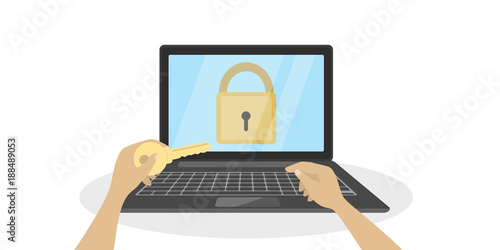 Laptop with lock.