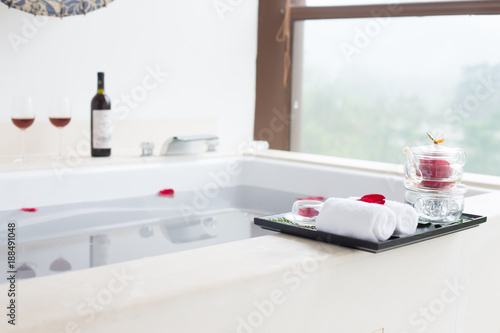 spa tub in modern spring bathroom