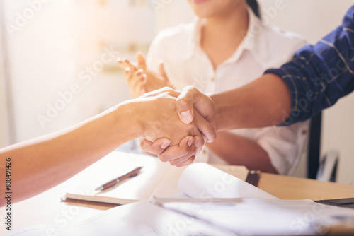 Business People Hand Shake in business meeting