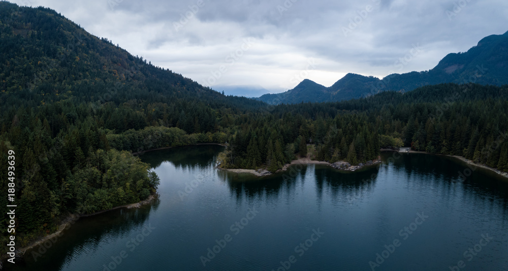 Hicks Lake Aerial Panorama. Taken East of Vancouver, British Columbia, Canada.