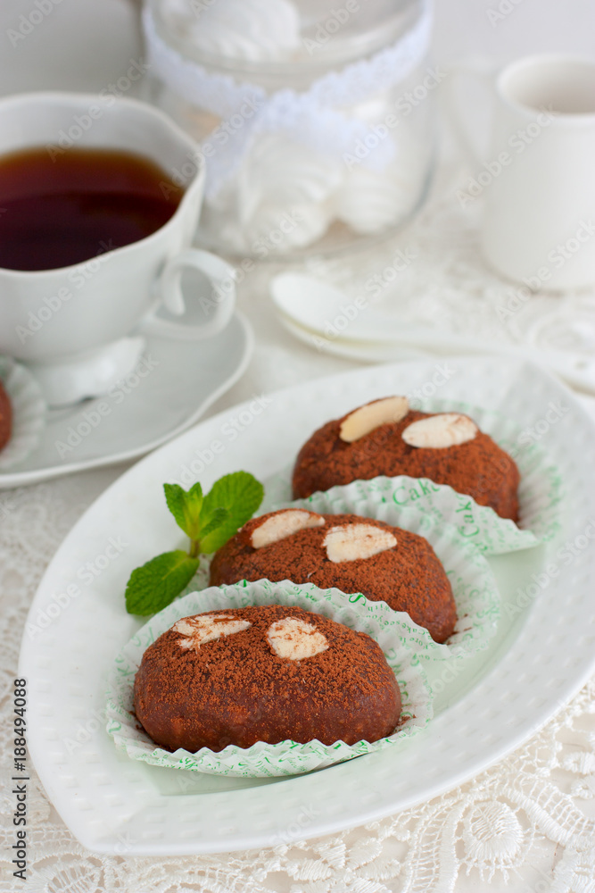 potato cake with Mint on plate, selective focus potato cake with Mint on plate, selective focus