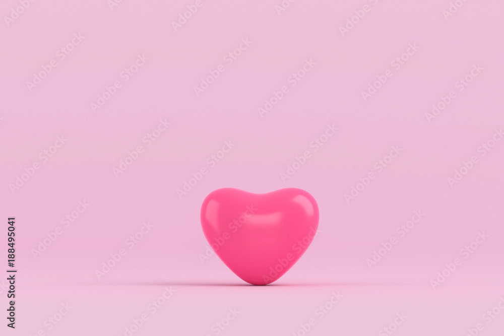 Pink heart on pink background. feeling happy with love. valentine day concept. minimal style concept
