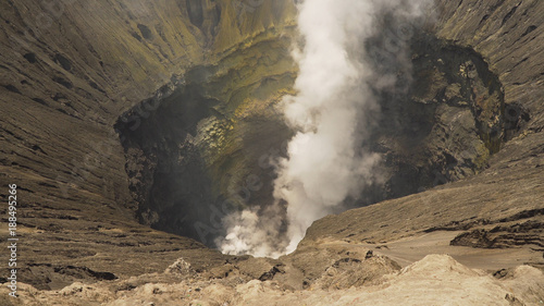 Mountain Bromo active volcano crater in East Jawa, Indonesia. Volcano crater Mount Gunung Bromo is an active volcano,Tengger Semeru National Park.
