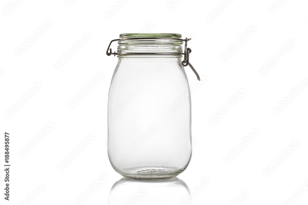 Empty liter glass jar isolated on white Empty liter glass jar isolated on white