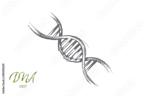 Global warming concept. Hand drawn illustration of DNA molecule structure. Genetic and chemistry research isolated vector illustration.
