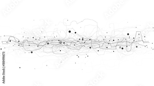 Abstract tech design background. Engineering technology wallpaper made with lines and dots. Futuristic technology interface on white background. Digital technology concept, vector illustration