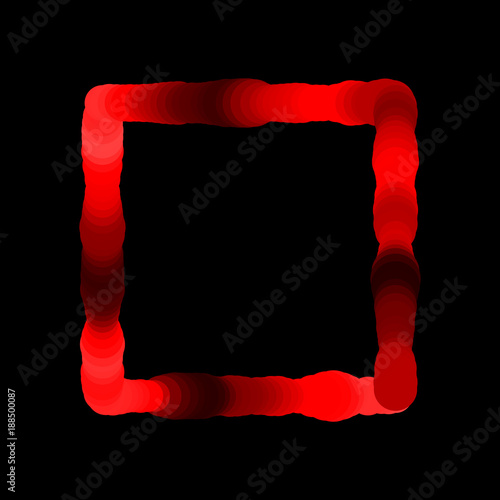 Abstract luminance square frame. Isolated on black background. Vector illustration.