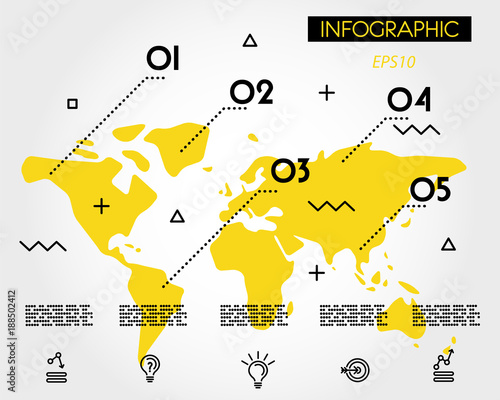 yellow info world map with options
