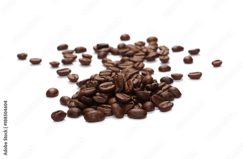 Pile coffee beans isolated on white background and texture, top view
Pile coffee beans isolated on white background and texture, top view