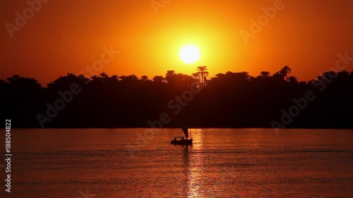 Felucca At Sunset; River Nile Luxor; River Nile, Luxor, Egypt